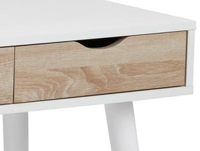 Τραπέζι γραφείου Oakland 115, Με συρτάρια, 77x110x50cm, Δρυς, Άσπρο