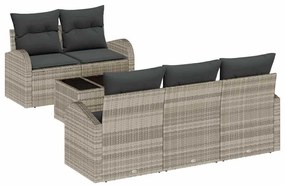 vidaXL Σετ Καναπέ Κήπου 6 pcs Ανοιχτό γκρι, Σκούρα γκρι μαξιλάρια