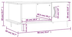 Τραπεζάκι Σαλονιού Λευκό 90x50x40 εκ. Επεξεργασμένο Ξύλο - Λευκό