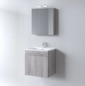 Martin Omega 60 Grey Oak - Πάγκος με Νιπτήρα &amp; Καθρέπτη