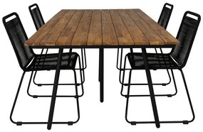 Σετ Τραπέζι και καρέκλες Dallas 2190, Ξύλο, Μέταλλο, Σχοινί, Ξύλο: Ακακία | Epipla1.gr