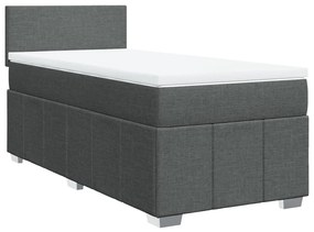 vidaXL Κρεβάτι Boxspring με Στρώμα Σκούρο Γκρι 90x200 εκ. Υφασμάτινο