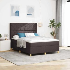 vidaXL Κρεβάτι με ελατήρια με στρώμα Καφέ 140 x 200 cm ύφασμα