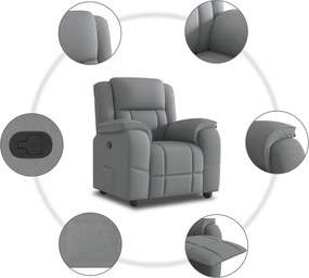 vidaXL Πολυθρόνα Ανακλινόμενη Ανοιχτό Γκρι Υφασμάτινη