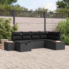 vidaXL Σετ Καναπέ Κήπου 6 pcs Μαύρο 55 x 62 x 69 εκ Πολυ ράταν