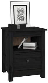 vidaXL Κομοδίνα 2 τεμ. Μαύρα 40x35x49 εκ. από Μασίφ Ξύλο Πεύκου