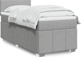 vidaXL Κρεβάτι Boxspring με Στρώμα Ανοιχτό Γκρι 100x200 εκ. Υφασμάτινο