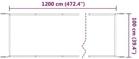 vidaXL Τέντα Κάθετη Λευκή 100 x 1200 εκ. από Ύφασμα Oxford
