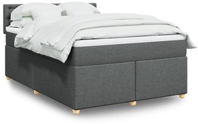 vidaXL Κρεβάτι Boxspring με Στρώμα Σκούρο Γκρι 160x200 εκ Υφασμάτινο