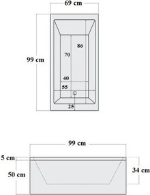 Lydia - Ακρυλική Μπανιέρα 100x70 εκ