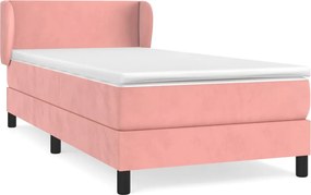 vidaXL Κρεβάτι Boxspring με Στρώμα Ροζ 90x190 εκ. Βελούδινο