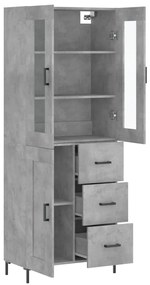 vidaXL Ντουλάπι Γκρι Σκυροδέματος 69,5x34x180 εκ. Επεξεργασμένο Ξύλο