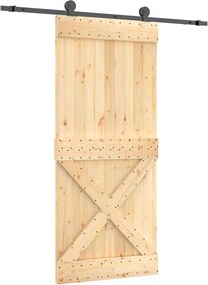 vidaXL Συρόμενη Πόρτα Φυσικό και Μαύρο 90 x 210 cm