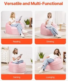 VEVOR 3 feet Round Bean Bag Chair with Removable Cover &amp; Dutch Velvet Pink