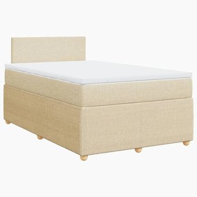 vidaXL Κρεβάτι Boxspring με Στρώμα Κρεμ 120x200 εκ. Υφασμάτινο