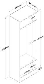 Ντουλάπι-παπουτσοθήκη Nacho λευκό-καρυδί 59.8x37.5x182.8εκ