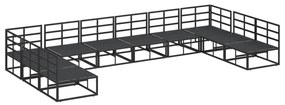 vidaXL Σετ Καναπέ Κήπου 10 pcs Μαύρο 423 x 211.5 x 71 εκ Αλουμίνιο