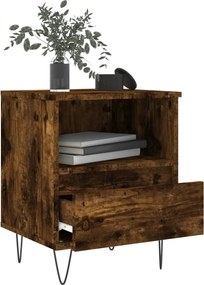 vidaXL Κομοδίνα 2 τεμ. Καπνιστή Δρυς 40 x 35 x 50 εκ. Επεξεργ. Ξύλο