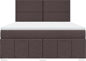 vidaXL Κρεβάτι Boxspring με Στρώμα Σκούρο Καφέ 180x200 εκ Υφασμάτινο