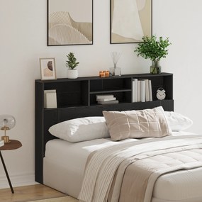 vidaXL Κεφαλός Ντουλάπι Μαύρη Δρυς - 160x19x103,5 εκ., φτιαγμένο από επεξεργασμένο ξύλο.