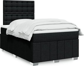 vidaXL Κρεβάτι Boxspring με Στρώμα Μαύρο 120x200 εκ. Υφασμάτινο