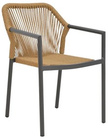 Aluminum armchair Lush stackable anthracite frame-natural rattan 56x59x80cm 56x59x80 εκ.