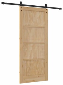 vidaXL Συρόμενη Πόρτα Φυσικό και μαύρο 86 x 198.5 cm