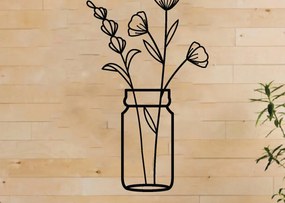 Intra απο ξύλο plywood  Χρώμα wenge 3mm-4mm πάχος - Λουλούδι σε βάζο διακόσμηση τοίχου, Laser Δίασταση 40x50 cm INTRAFABR-37387182