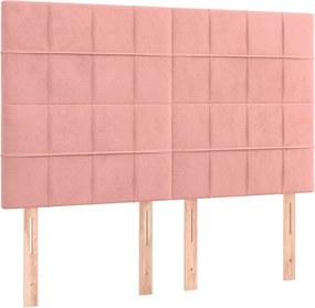 vidaXL Κρεβάτι Boxspring με Στρώμα Ροζ 140x190 εκ. Βελούδινο