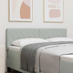 vidaXL LED Κεφαλάρι με Κρύσταλλα και Χρυσά Κουμπιά, Φωτεινό Γκρι, 72εκ, Βελούδο