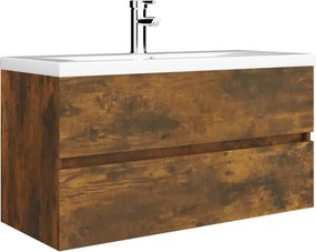 vidaXL Ντουλάπι Νιπτήρα Καπνιστή Δρυς 90x38,5x45 εκ Επεξεργασμένο Ξύλο
