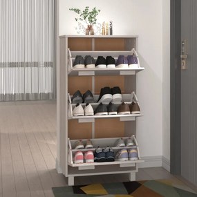vidaXL Παπουτσοθήκη HAMAR Λευκή 59,5x35x117 εκ. από Μασίφ Ξύλο Πεύκου