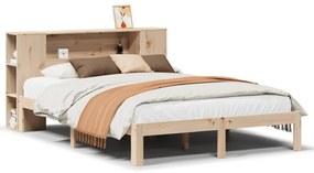 vidaXL Κρεβάτι Βιβλιοθήκη Χωρίς Στρώμα 135x190 εκ Μασίφ Ξύλο Πεύκου