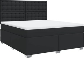 vidaXL Κρεβάτι Boxspring με Στρώμα Μαύρο 180x200εκ.από Συνθετικό Δέρμα