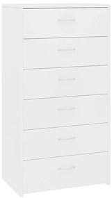 Συρταριέρα με 6 Συρτάρια Λευκή 50 x 34 x 96 εκ. από Επεξ. Ξύλο - Λευκό