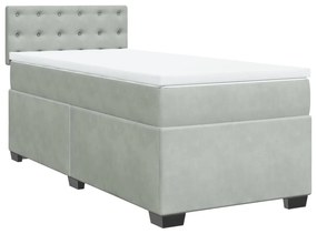 vidaXL Κρεβάτι Boxspring με Στρώμα Ανοιχτό Γκρι 100x200 εκ. Βελούδινο