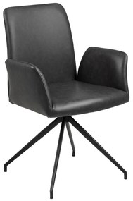 Καρέκλα Oakland 353, Μαύρο, 88x59x59cm, Οικολογικό δέρμα, Μεταλλικά, Μπράτσα