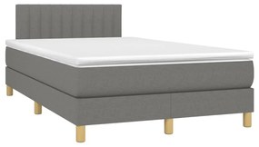 Κρεβάτι Boxspring με Στρώμα Σκούρο Γκρι 120x190 εκ Υφασμάτινο - Γκρι