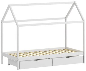 Παιδικό κρεβάτι Mellin τ.Montessori με 2 συρτάρια pakoworld ξύλο πεύκου σε λευκή απόχρωση 90x190εκ