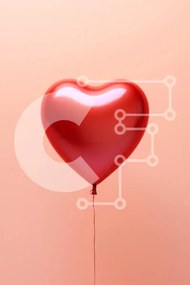 Intra Συλλεκτικό Ξύλινο Παζλ Plywood 4mm - Κόκκινο μπαλόνι σε σχήμα καρδιάς Σε Ξύλινο Κουτί - Διαστάσεις: 10x10 cm – 25 κομμάτια