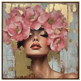 ΠΙΝΑΚΑΣ ΣΕ ΚΑΜΒΑ Fylliana "Woman with flowers 37220" ΜΠΕΖ-ΡΟΖ-ΛΕΥΚΟ 80x4x80εκ 166-126-060