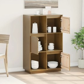 vidaXL Ντουλάπι Ψηλό Μελί 74 x 35 x 117 εκ. από Μασίφ Ξύλο Πεύκου