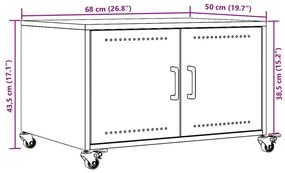 Τραπεζάκι Σαλονιού Λευκό 68x50x43,5 εκ. από Ατσάλι - Λευκό