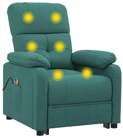 vidaXL Πολυθρόνα Μασάζ Ηλεκτρική Σκούρο Πράσινο Υφασμάτινη