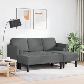 vidaXL Σετ Καναπέ 2 Τεμαχίων με Μαξιλάρια Σκούρο Γκρι Ύφασμα