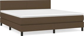 vidaXL Κρεβάτι Boxspring με Στρώμα Σκούρο Καφέ 180x200 εκ Υφασμάτινο
