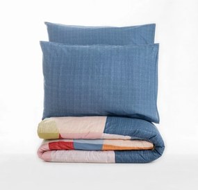 Σετ κλινοσκεπασμάτων Cotton Box 129CTN4405, 100% βαμβάκι, 4 τεμάχια, κάλυμμα 200x220 cm, σεντόνι 240x260 cm, κάλυμμα 50x70 cm, μπλε/πορτοκαλί