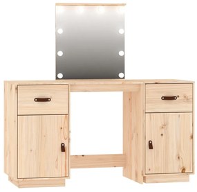 vidaXL Μπουντουάρ Σετ με LED από Μασίφ Ξύλο Πεύκου