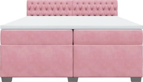 vidaXL Κρεβάτι Boxspring με Στρώμα Ροζ 200x200 εκ. Βελούδινο