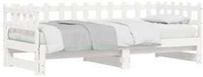 vidaXL Καναπές Κρεβάτι Συρόμενος Λευκός 2x(90x200) εκ. Μασίφ Πεύκο
